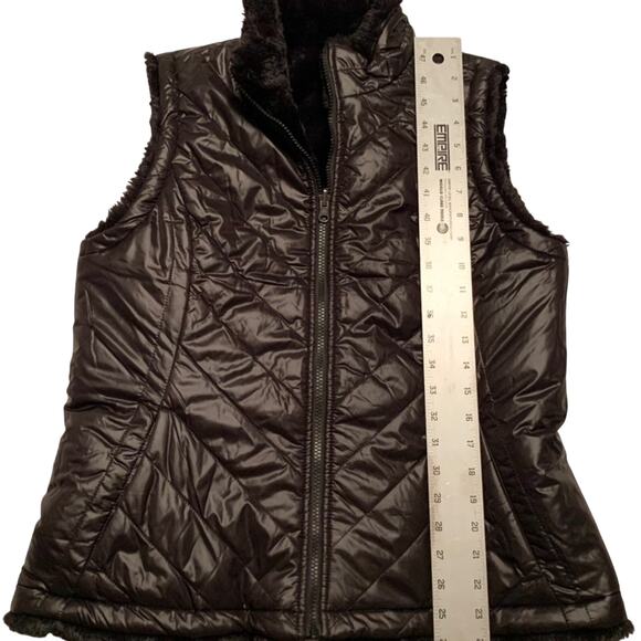 NICOLE MILLER ORIGINAL Womens Black Vest Sz. Medium Reversible Faux Fur Classic - Picture 8 of 12